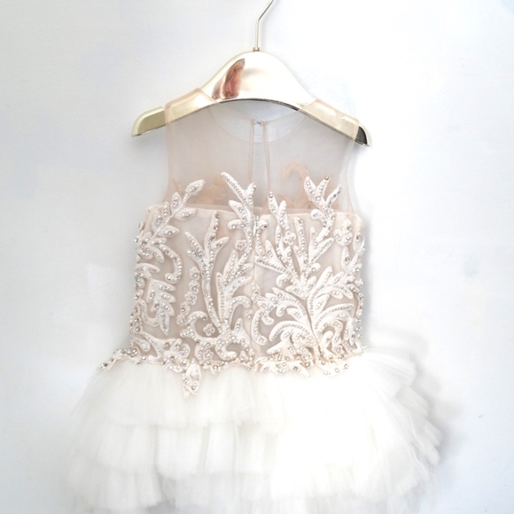 Mischka Aoki Couture Beaded Girls Party Tulle Lace - Picture 4 of 5